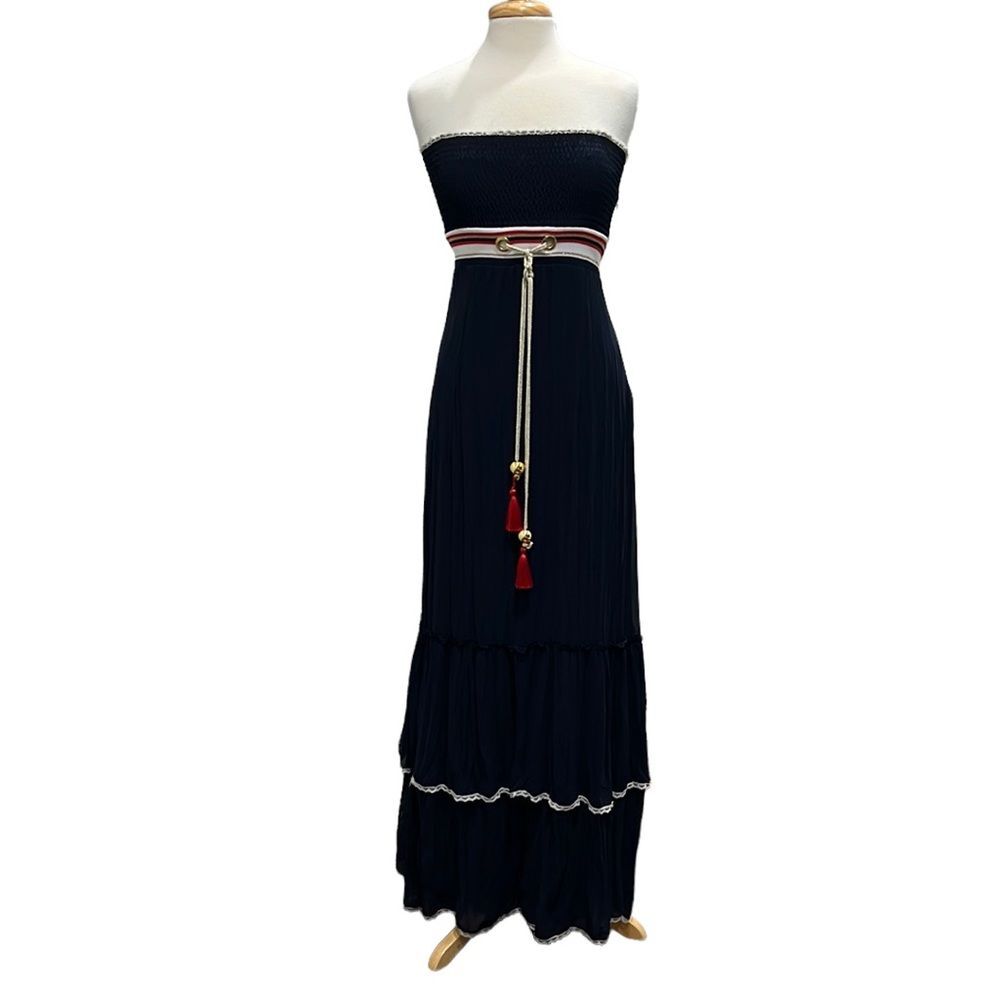Nissa Strapless Blue Maxi Dress Size 38